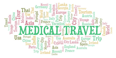 Fototapeta premium Medical Travel word cloud.