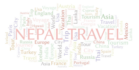 Obraz premium Nepal Travel word cloud.