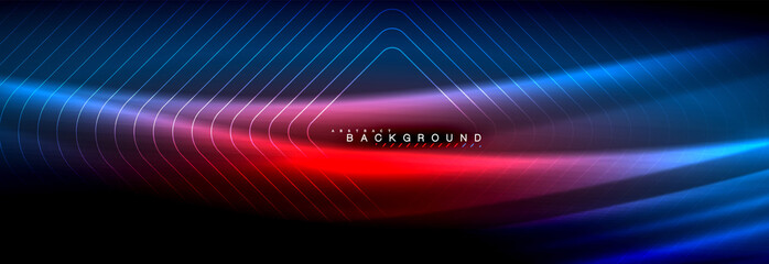 Neon glowing fluid wave lines, magic energy space light concept, abstract background wallpaper design