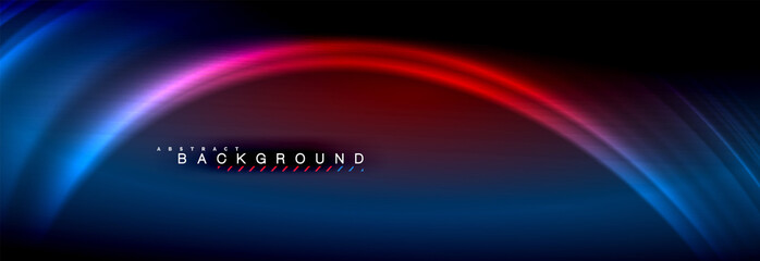 Neon glowing fluid wave lines, magic energy space light concept, abstract background wallpaper design