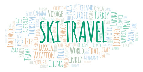 Obraz premium Ski Travel word cloud.