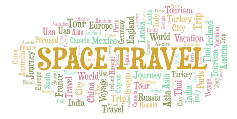 Obraz premium Space Travel word cloud.