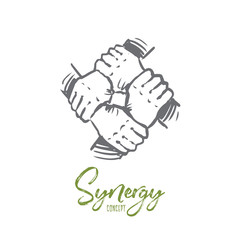 Obraz premium Synergy, business, community, team, together concept. Hand drawn isolated vector.