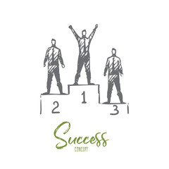 Success, achievement, winner, leader, award concept. Hand drawn isolated vector.