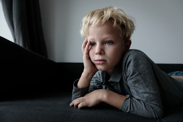 sad tired child stress and depression, overload, anxiety