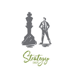 Strategy, chess, business, success, target concept. Hand drawn isolated vector.