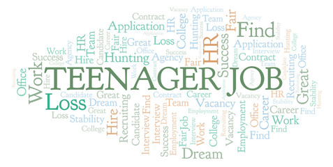 Teenager Job word cloud.