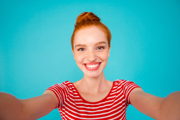Self-portrait of nice stylish adorable attractive magnificent pr