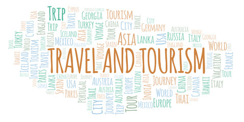 Travel And Tourism word cloud.
