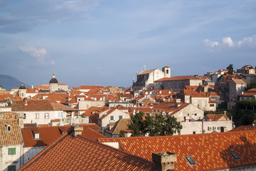 Fototapeta premium view of the roofs of the magnificent old town of Dubrovnik from the city walls