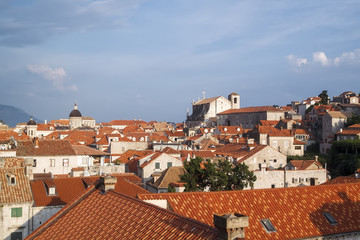 Fototapeta na wymiar view of the roofs of the magnificent old town of Dubrovnik from the city walls