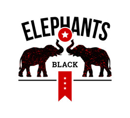 Logo elephants silhouettes, sign emblem design