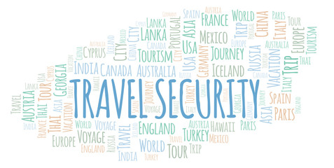 Fototapeta premium Travel Security word cloud.