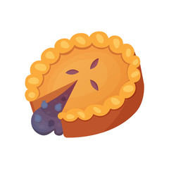 Fruit dessert pie vector icon in cartoon style. Sweet bakery product, berry cake vector illustration.