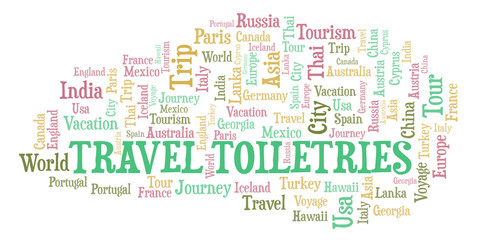 Fototapeta premium Travel Toiletries word cloud.