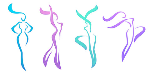 vector collection of abstract women in dancing poses