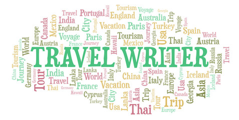 Obraz premium Travel Writer word cloud.