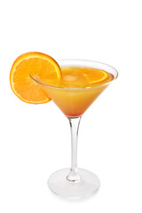 Fresh summer cocktail in glass on white background