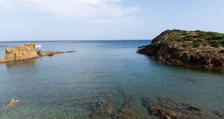 Beautiful sea and bay on Su Portu beach, Chia, Sardinia island, Italy