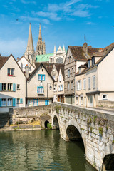 View of Chartres above the Eure river. France