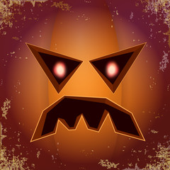 Obraz premium Halloween cartoon scary pumpkin with face . Vector cartoon Illustration of Carved pumpkin into jack-o-lanterns for halloween banners and posters and layout.