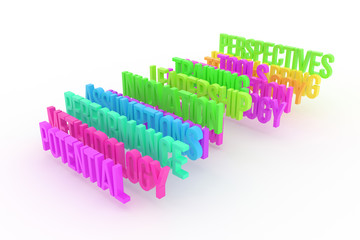 Potential, business conceptual colorful 3D words. Caption, creativity, title & digital.