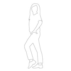 vector, on white background, sketch of a girl posing