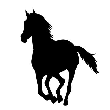 recommend clip art: silhouette horse running, on white background