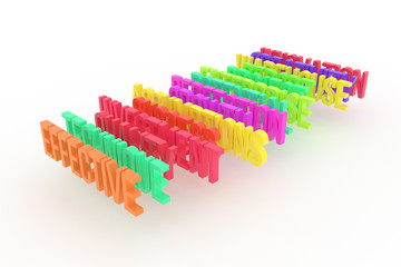 Technique & effective, business conceptual colorful 3D words. Message, style, abstract & text.