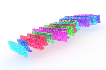 Success, business conceptual colorful 3D words. Caption, typography, positive & abstract.