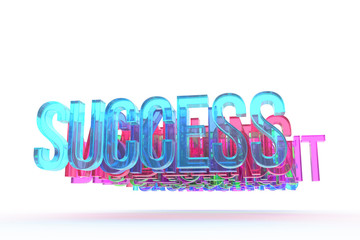Success, business conceptual colorful 3D words. Title, positive, design & backdrop.