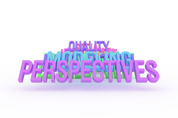 Perspectives & modeling, business conceptual colorful 3D words. Abstract, title, backdrop & illustration.