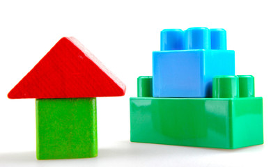 Fototapeta premium Plastic Building Blocks Isolated On White.