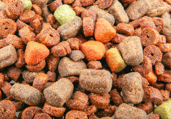 Dry dog food isolated on white background