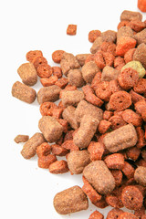 Dry dog food isolated on white background.