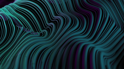 3d abstract background with wavy deformed thin and thick lines. Camera depth of field. Perfect for presentations. Organic flow lines.
