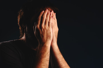 Man is crying in despair