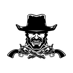 Cowboy mascot. Illustration isolated on background. Vector illustration, eps 10.