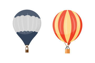 Hot air balloon vector icons set. Summer ballooning adventure cartoon hotair travel.