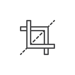 Crop tool outline icon. linear style sign for mobile concept and web design. Frame line vector icon. Symbol, logo illustration. Pixel perfect vector graphics