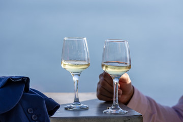 Out of the office with a glass of wine