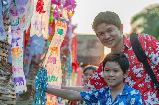 Thai Family Participate Old Traditional Activity In A Temple During Songkran Festival In Chiang Mai Northern Thailand Very Famous Event Of Thailand