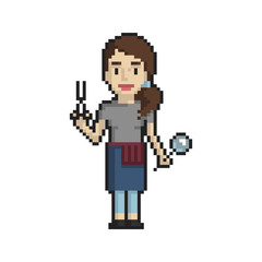 Hairdresser pixel art on white background. Vector illustration.