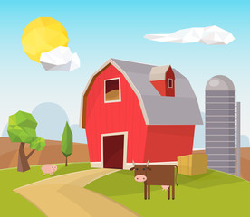 Low poly barn landscape © eduardrobert