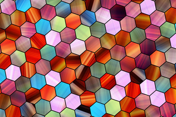 Colorful pattern hexagon strip, background or texture for design.