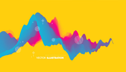 Abstract wavy background for banner, flyer, book cover, poster. Dynamic effect. Vector illustration. Design template.