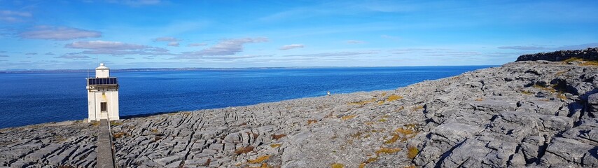 black head county clare ireland. the burren national park along the wild atlantic way on the geopark geotourism route. beautiful irish countryside landscape, unesco world heritage site in ireland. 