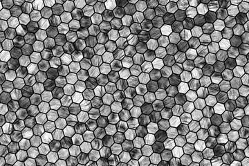Hexagon strip black & white b&w pattern, texture for design background.