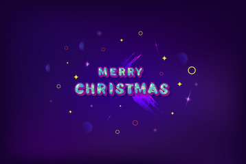 Merry Christmas inscription. Handwritten lettering with decoration. Vector illustration. 