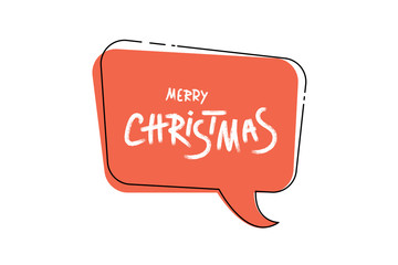 Merry Christmas brush handwritten lettering. Vector illustration.
